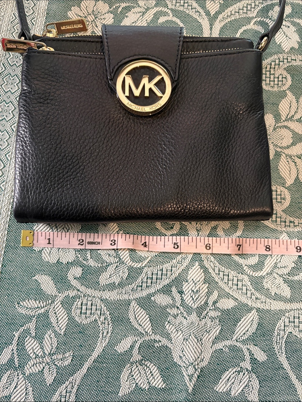 Michael Kors Black Leather Fulton Crossbody Bag - Picture 6 of 8